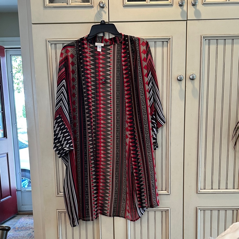 Stylish Multicolor Geometric ladies kimono style top